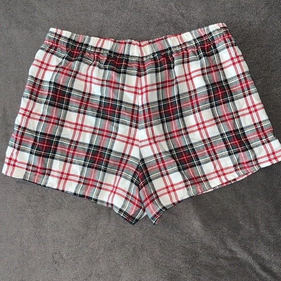 Hollister Sleep Plaid Women's M PJ Shorts with Red Satin Bow Holiday Festive - Picture 6 of 8